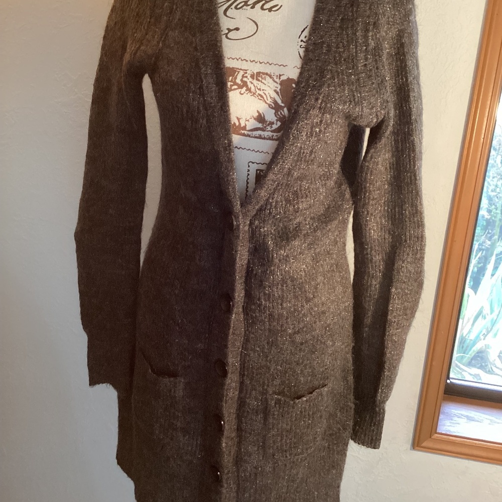 Long Button Front/Pockets Sweater